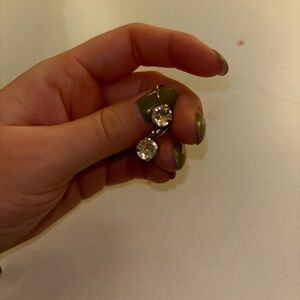 Swarovski clear crystal drop earrings (gold metal)